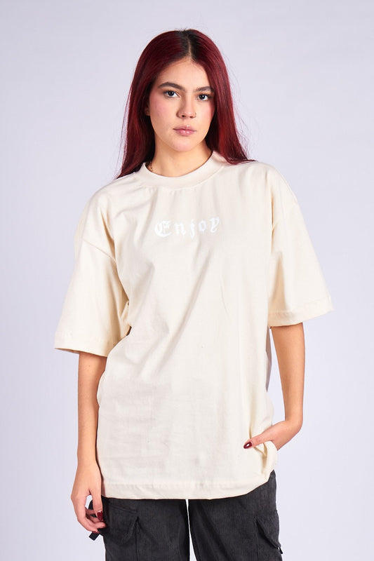 CAMISETA OVERSIZED MARFIL ENJOY - CORD & CO